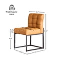 thumbnail image 2 of GrandNoor Brown Faux Leather Dining Chairs Set of 2, Mid-Century Modern Dining Room Chairs with Armless, Checkered Kitchen Chair with Metal Legs, 2 of 9