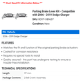 thumbnail image 2 of Parking Brake Lever Kit - Compatible with 2006 - 2019 Dodge Charger 2007 2008 2009 2010 2011 2012 2013 2014 2015 2016 2017 2018, 2 of 2