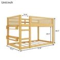 thumbnail image 4 of Mirightone Wood Low Twin Over Twin Bunk Bed with Rattan Guardrail, Low Floor Bunk Bed with Storage Shelves (Natural), 4 of 8