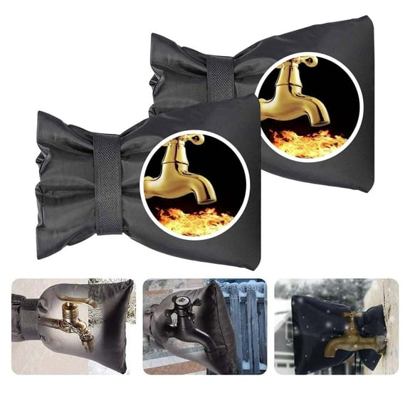 2Pcs Outdoor Faucet Covers for Winter, 7.1''W x 9.8''H Faucet Cover Freeze Protection, Reusable Faucet Cover Socks for Various Faucet Spigot, Pipe, Garden Hose Bib (Black)