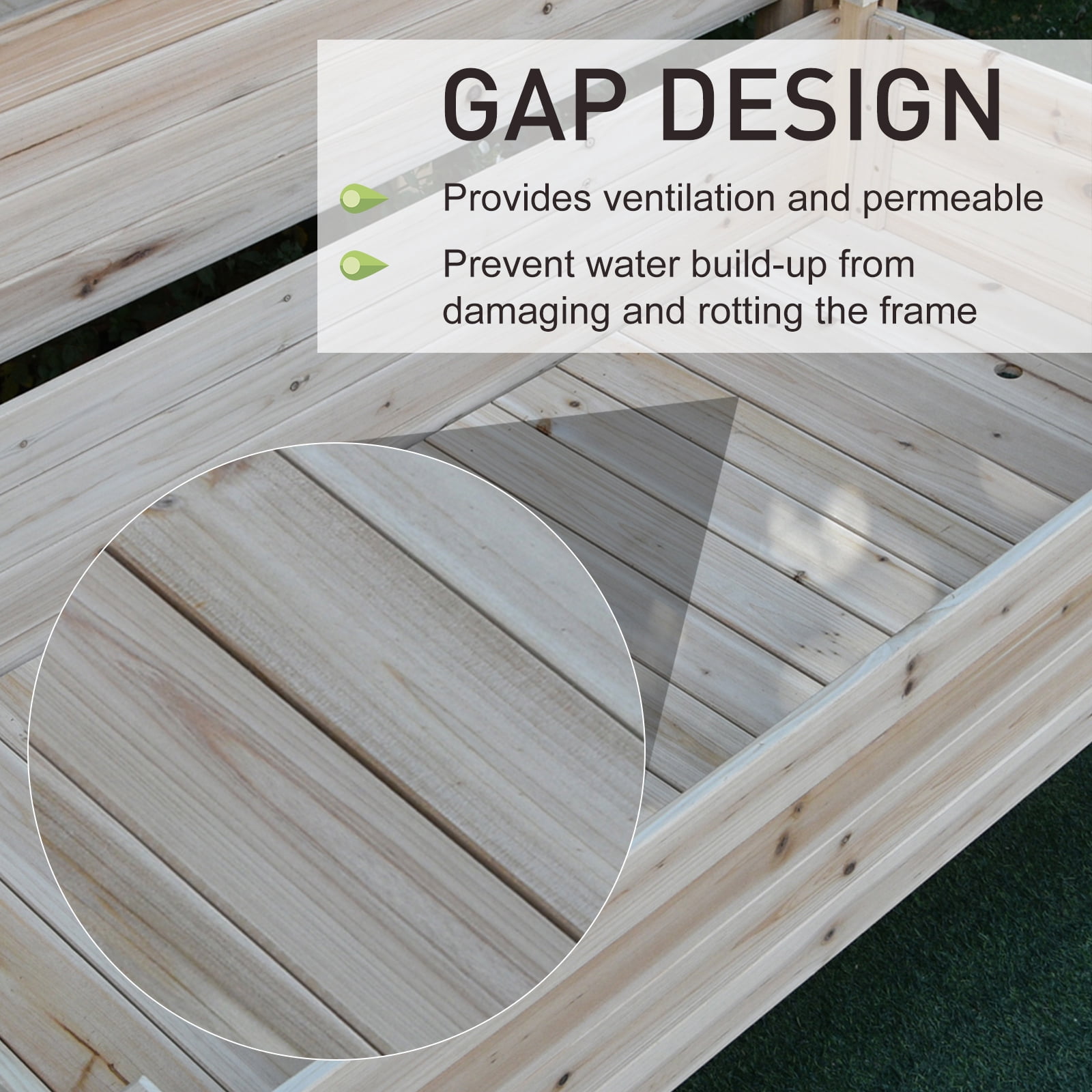 Outsunny 2 Tier Raised Garden Bed, Elevated Wooden Planter Box, Natural
