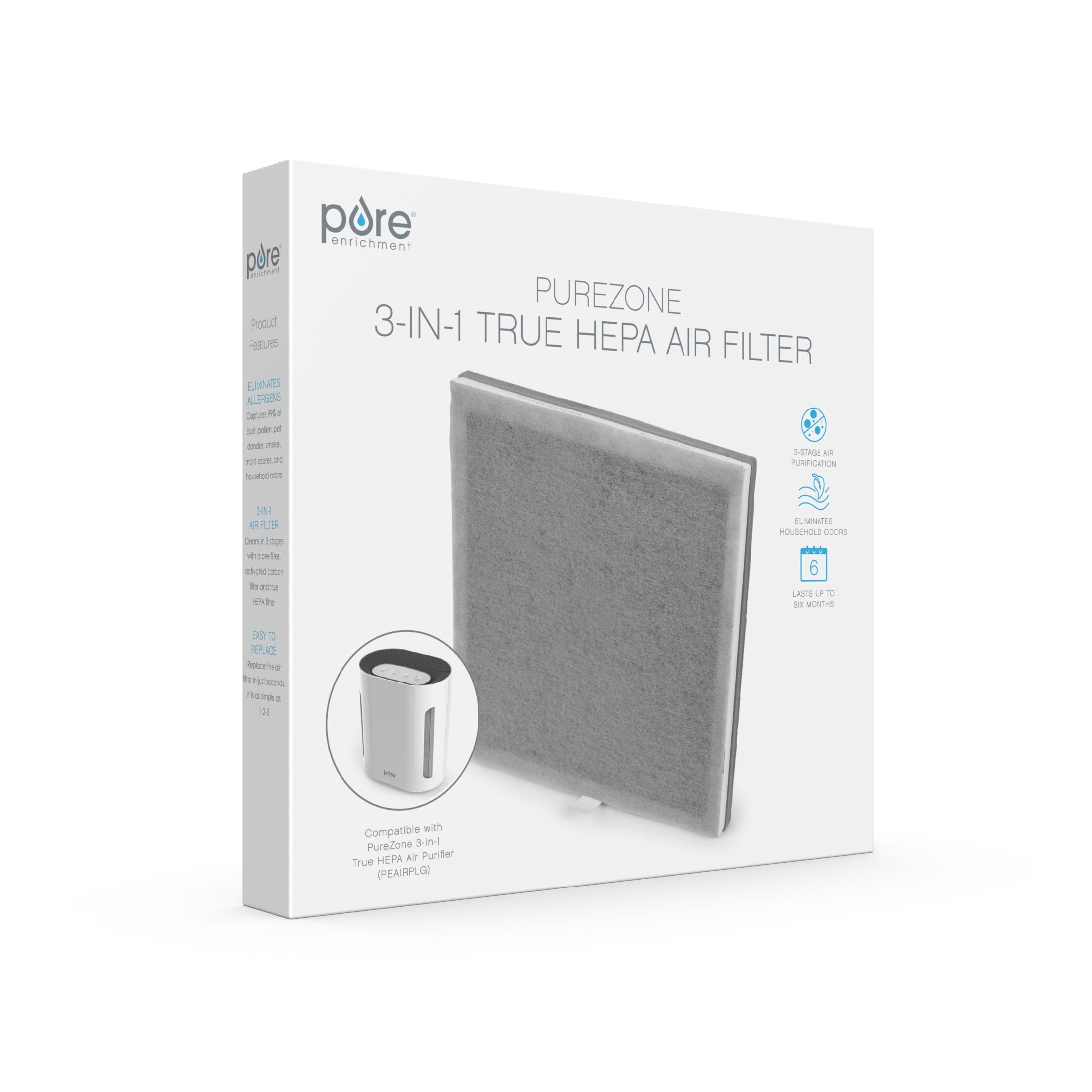Pure Enrichment, 3-in-1 True HEPA Replacement Filter, Compatible