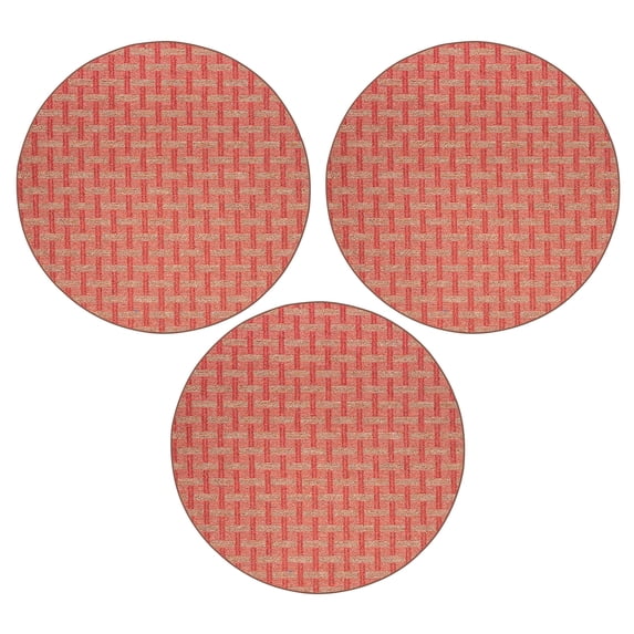 Furnish My Place Union Indoor/Outdoor Commercial Red Color Rug, Pet-Friendly, Home Decor Commercial Rug for Living Room, Bedroom, Wedding, Event, Made in USA, 18" Round - Set of 3