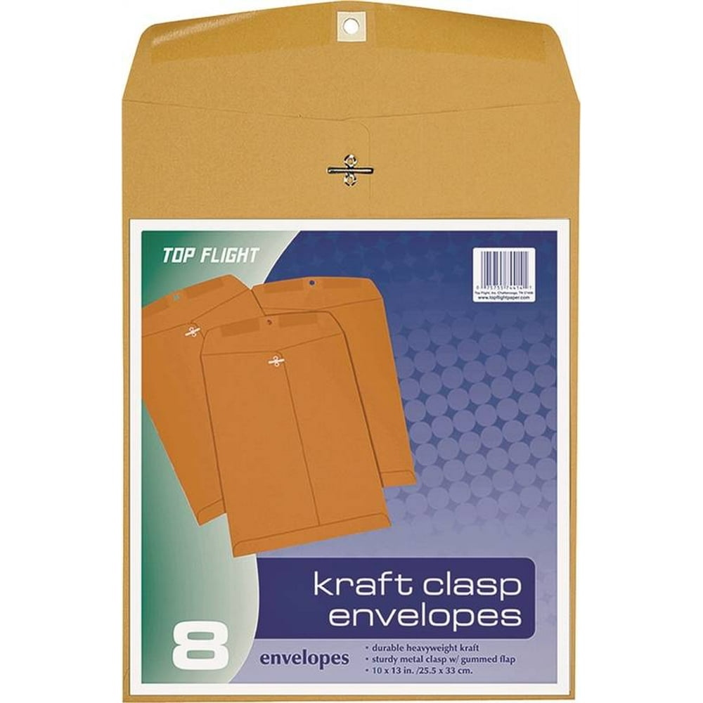 Top Flight 74414 Kraft Clasp Envelope, 10 X 13 in,