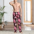 thumbnail image 5 of Uemuo Rose Flowers Pattern Men's Wide Leg Palazzo Lounge Pants with Pockets Light Weight Loose Comfy Casual Pajama Pants-Small, 5 of 9