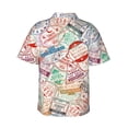 thumbnail image 4 of Xecao Passport Stamp print Hawaiian shirt - a stylish short-sleeve button-down for men, perfect for casual beach and tropical outings., 4 of 9