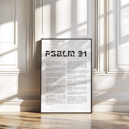 Psalm 91 Scripture Print Modern Christian Wall Art, Unframed Paper Poster 8x10in