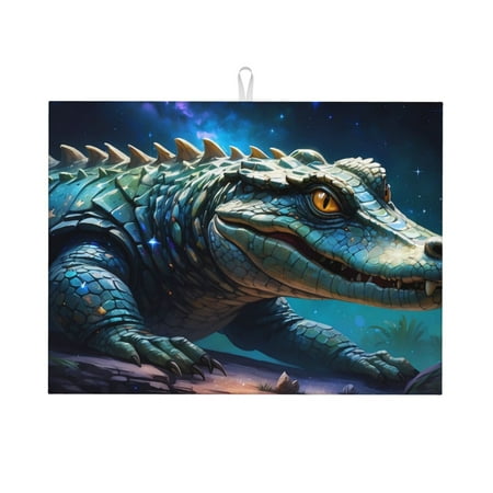 

Kdxio Starry Sky Colorful Crocodile A for Dish Drying Mat 24*18 inch Absorbent Dish Drainer Kitchen Counter Large Size Dish Drying Pad for Countertops Draining Racks