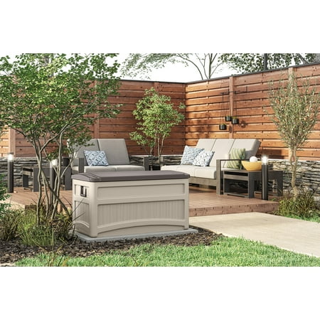 Suncast 73-Gal. Weather-Resistant Resin Outdoor Patio Storage Box, Light Taupe