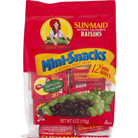 (3 Pack) Sun-Maid California Raisins Mini-Snacks, 6 Oz, 12 (Best Raisins To Eat)