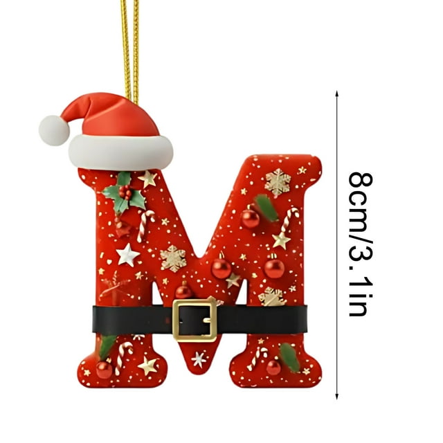 Christmas Tree Decorations Christmas Tree Decoration 2D Acrylic Decoration Letter Pendant with 26 Letters Christmas Hanging Decoration Diy Crafts Christmas Home Decoration Christmas Tree Ornaments