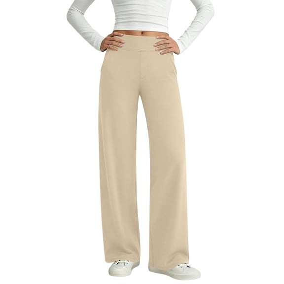 Yutgune High Waist Straight Wide Leg Yoga Pants For Women Tummy Control Womens Leggings Workout Gym Leggings With Side Pockets Womens Pants
