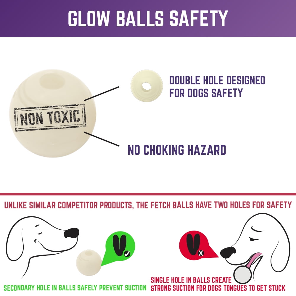 Chew King Dog Toy 2.5 Medium Glow in the Dark Balls 2 Pack Fetch Balls