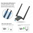thumbnail image 4 of Adaptador WiFi inalámbrico Adaptador WiFi USB inalámbrico Antenas duales 5dBi Antena giratoria de 180 grados Banda dual 1300Mbps para computadora portátil ANGGREK Otros, 4 of 8