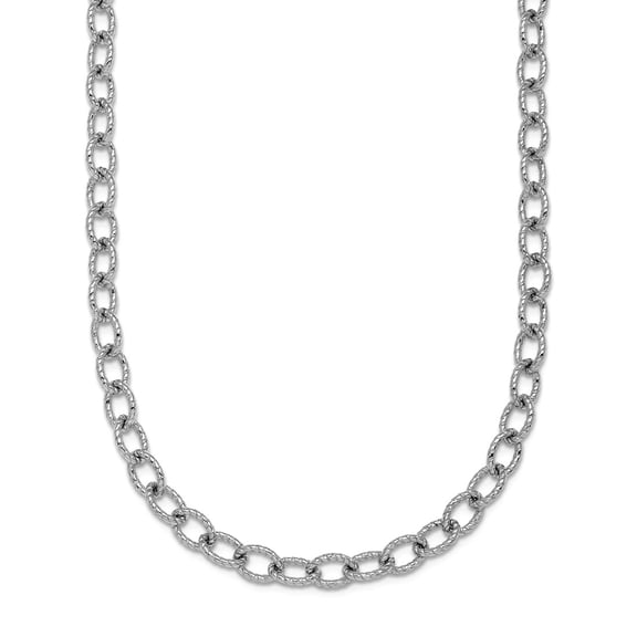 925 Sterling Silver Rhodium Plated 5mm Twisted Link Chain Necklace 34 Inch Chain Necklace for Women and Men