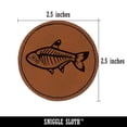thumbnail image 2 of X-Ray Tetra Skeleton Fish 2.5" Faux Leather Round Engraved Iron-On Patch - Brown, 2 of 6