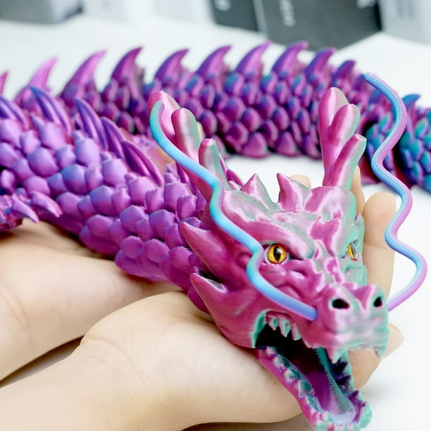 Modelo de dragón impreso en 3D de 120 cm con junta flexible y soporte