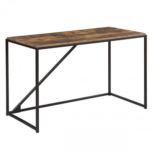 Black//Brown Writing Computer Desk Simple Study Desk Notebook Table for Home Office Metal Frame Easy Assembly with 2 Storage Shelves