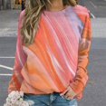 thumbnail image 2 of Colorful Marble Pattern Women's Floral Printed Sweatshirt Long Sleeve Crewneck Casual Loose Vintage Graphic Pullover Tops, 2 of 7