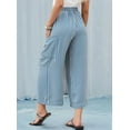 thumbnail image 4 of Pantalon Grand Confortable d'Été pour Femmes Bleu Clair G, 4 of 7