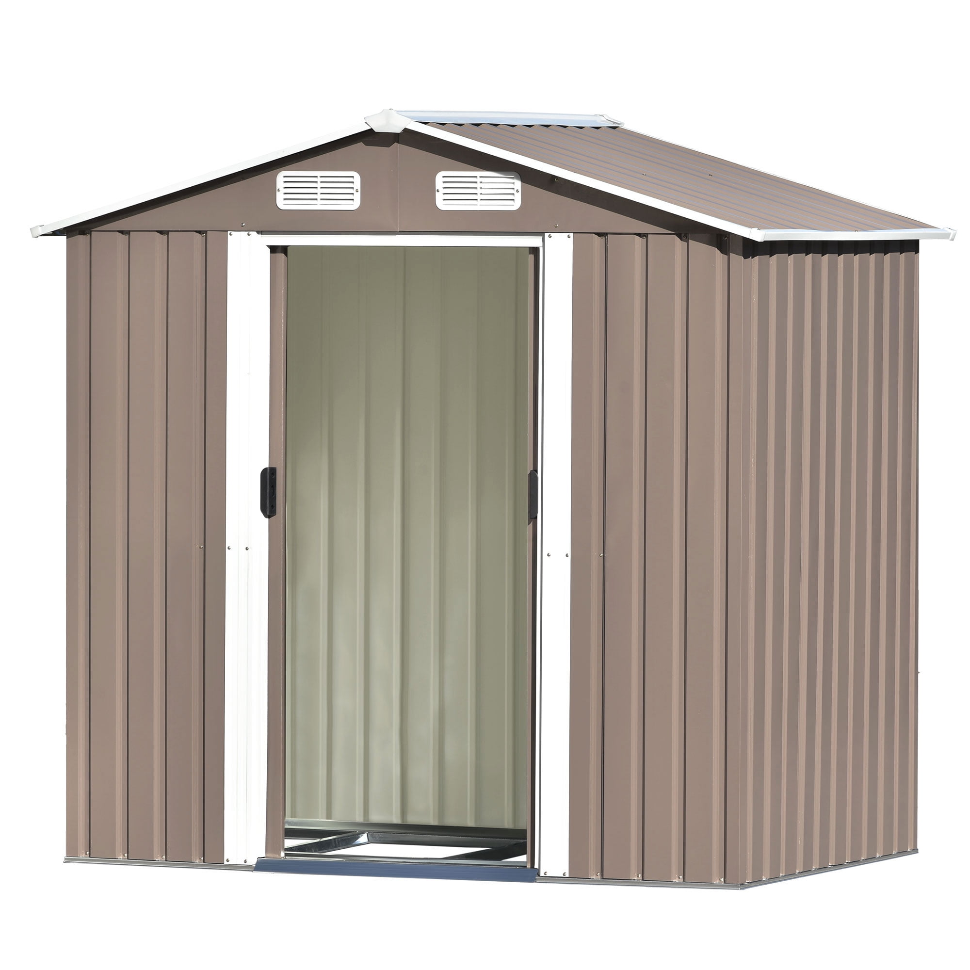 Metal Storage Shed, SESSLIFE 6ft x 4ft Backyard Storage Sheds, Coffee Lockable Door Garage Patio