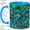 Blue, variant on Peacock Feather Coffee Mug, Green Blue Plume Art, Bold Daily Home Tea Sips