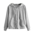 thumbnail image 2 of Aloohaidyvio Hoodies,Women Sweatshirt Casual Solid Long Sleeve Zipper Pocket Shirt Hooded Tops, 2 of 4