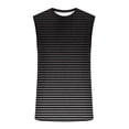 thumbnail image 4 of Mens Workout Tank Tops Casual Gradient Striped Sleeveless Muscle Shirts Cotton Gym Stretch Tee Shirt Black, 4 of 5