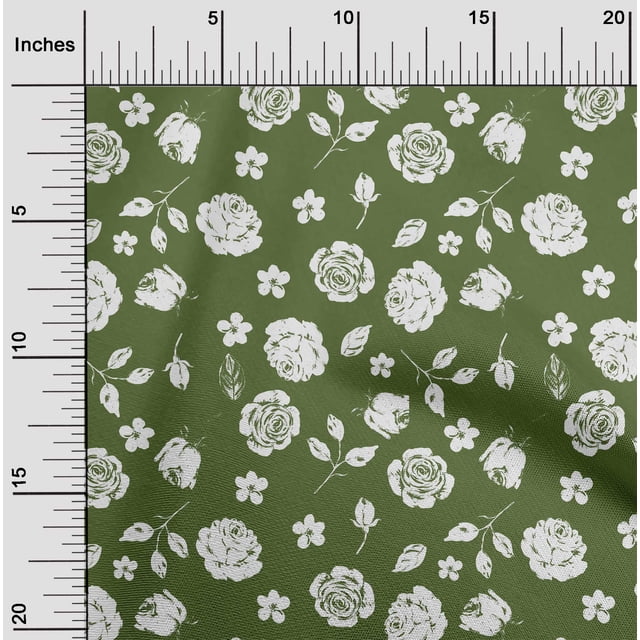 oneOone Velvet Green Fabric Florals Sewing Craft Projects Fabric Prints By Yard 58 Inch Wide