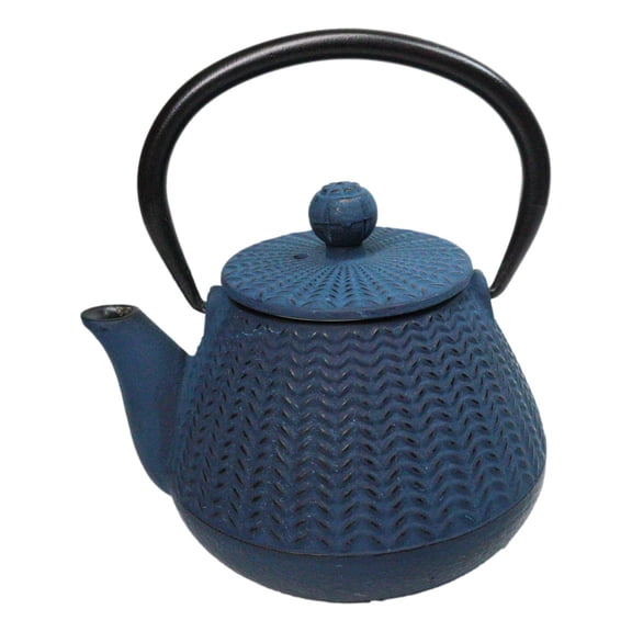 Blue Tokusa Geometric Textured Pattern Petite Cast Iron Teapot 10oz Tea Pot