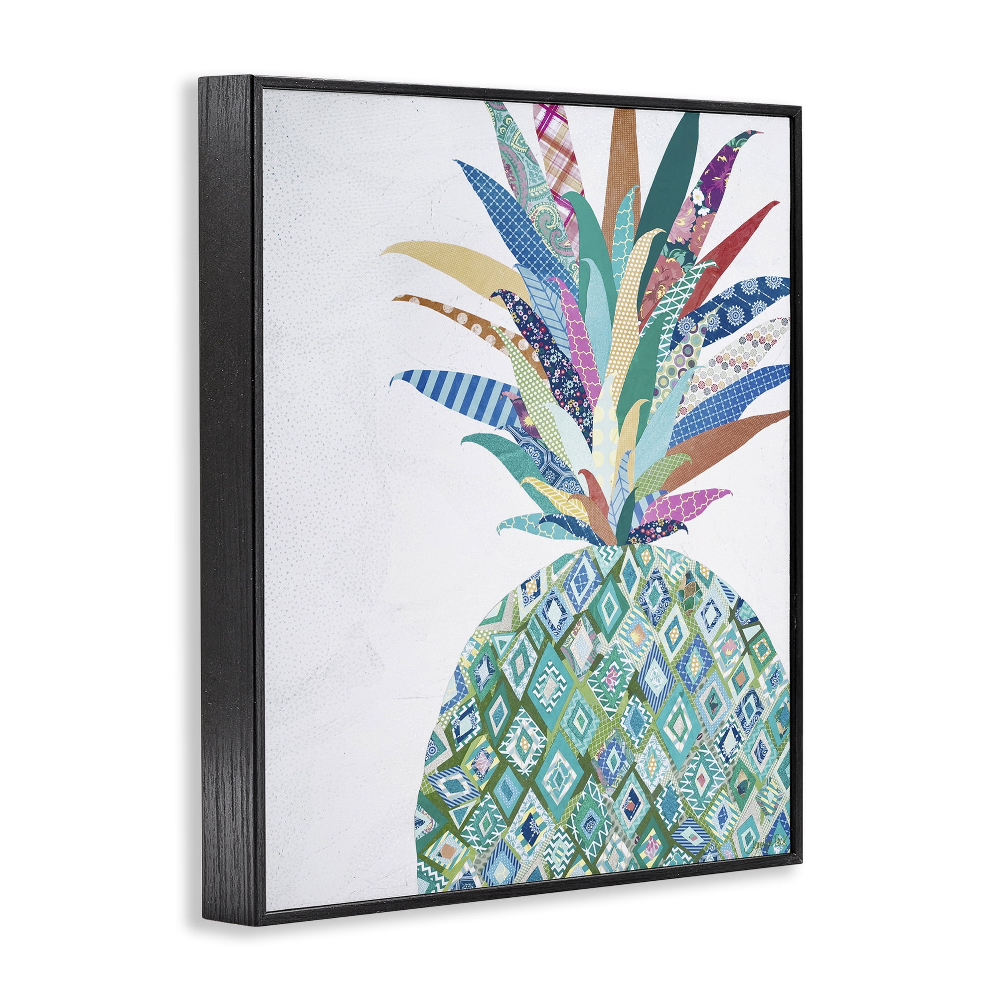 Stupell Industries Geometric Patterned Pineapple Food & Beverage Painting Black Framed Art Print Wall Art, 24 x 30