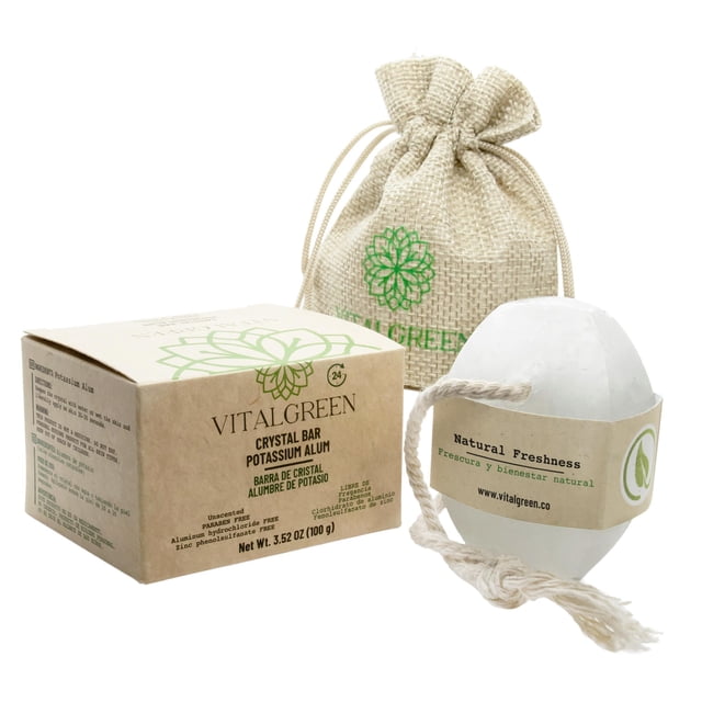 Barra De Cristal Multipropósito Ovalada Desodorante Vital Green 1 Und