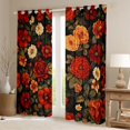 thumbnail image 2 of jejeloiu Country Flowers Curtains Pack of 2 (42x84 Each),Botanical Plants Theme Curtains Blackout,Red Green Bedroom Curtains For Girls,Ultra Soft Home Decor, 2 of 6
