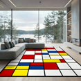 thumbnail image 2 of ODIKA 6'x9' Ultra-Soft Area Rug, Composition Modernist Rectangle Framework Bold Layout Yellow None Washable, Bare feet friendly, Silk-Touch for Guest Room, Bedroom, 2 of 7