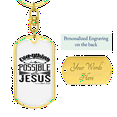 thumbnail image 3 of Possible With Jesus Mark 9:23 Stainless Steel or 18k Gold Premium Swivel Dog Tag Keychain, 3 of 10
