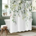 thumbnail image 2 of Eucalyptus Shower Curtain, Watercolor Green Leaves on The Top Plant with Floral Bathroom Curtain Bathtub Home Decor Waterproof Fabric Machine Washable with 12 Hooks, 2 of 6