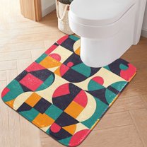Yayeee Bath Rug for Bathroom Floor Non Slip Contour Fluffy Soft Absorbent Mat, 20"x24", Retro Geometric