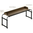 thumbnail image 7 of Happydeer Bed Tray, Mobile Bed Desk with Baffle, Cup Holder, 140cm/55.12"L Over Bed Table, Overbed Table with 360 Degree Wheels, Length Height Adjustable Work Table, 7 of 7