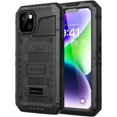 thumbnail image 1 of REJODA-for iPhone 14 Case Waterproof, Metal Heavy Duty with Built-in Screen Protector, Military Grade Shockproof Full Body Protective Defender Rugged Case 6.1 Inch, Black, 1 of 4