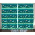 thumbnail image 1 of Fish Curtains 2 Panels Set, Cartoon Style Illustration of Ocean with Flora and Fauna Deep Sea Life Composition, Window Drapes for Living Room Bedroom, 108W X 108L Inches, Multicolor, by Ambesonne, 1 of 3
