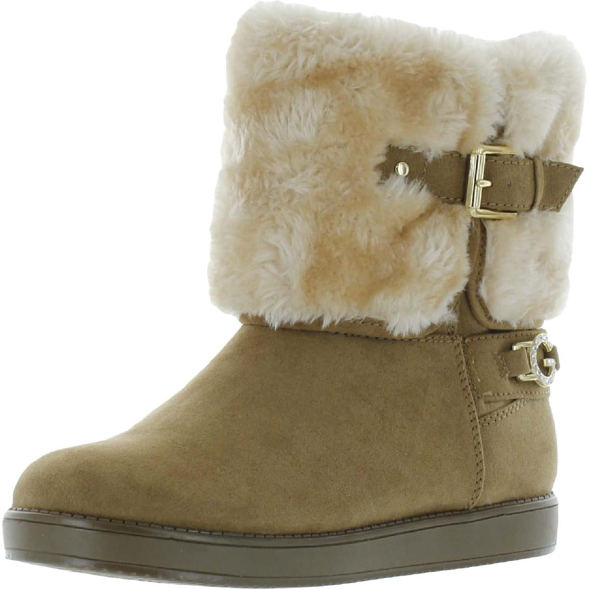 GBG Los Angeles Womens Aleya Faux Suede Cold Weather Ankle Boots