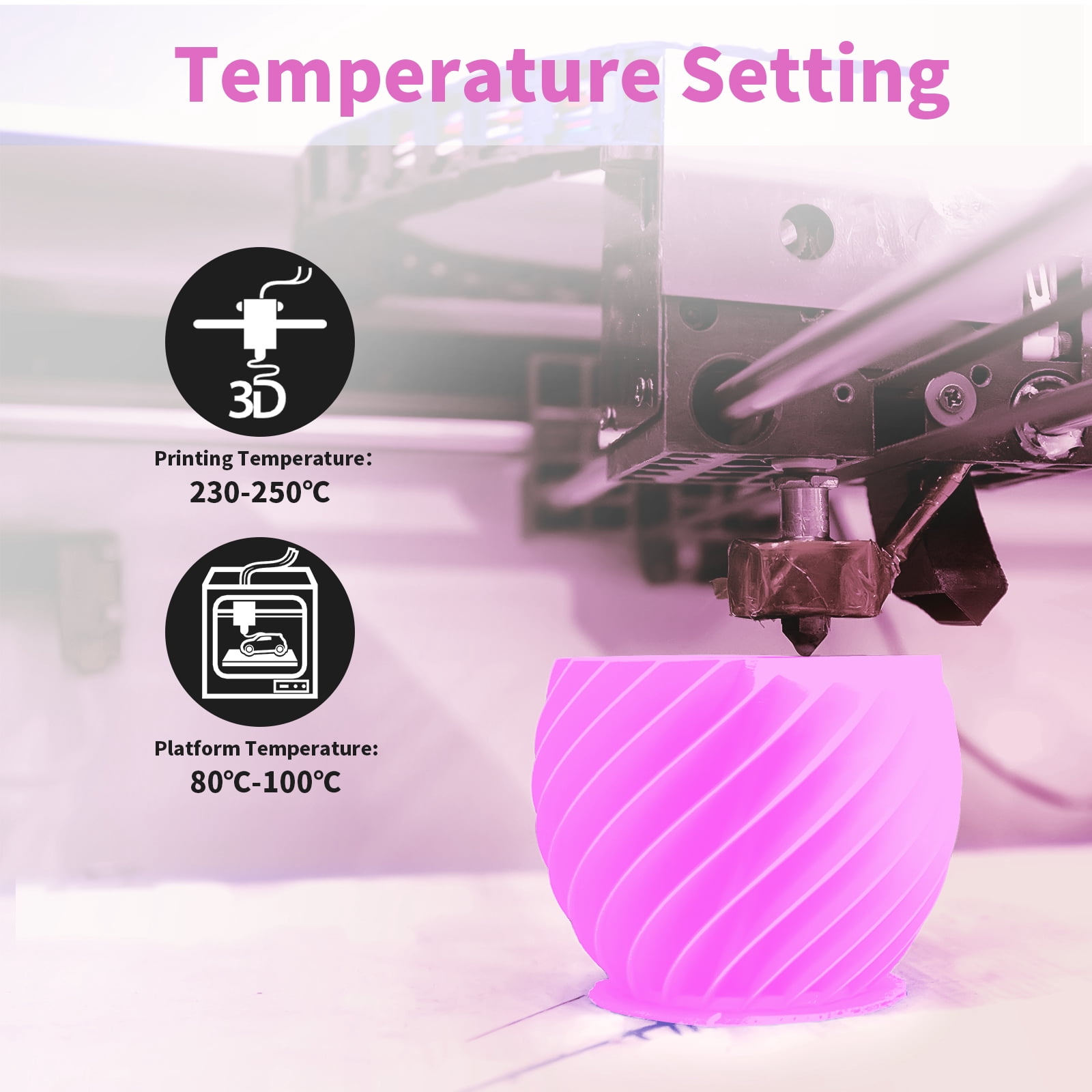 Geeetech neatly wound pink ABS filament 1.75mm 3D printer filament 1kg (2.2lbs), dimensional accuracy +/- 0.03 mm, suitable for most FDM 3D printers（5pcs）