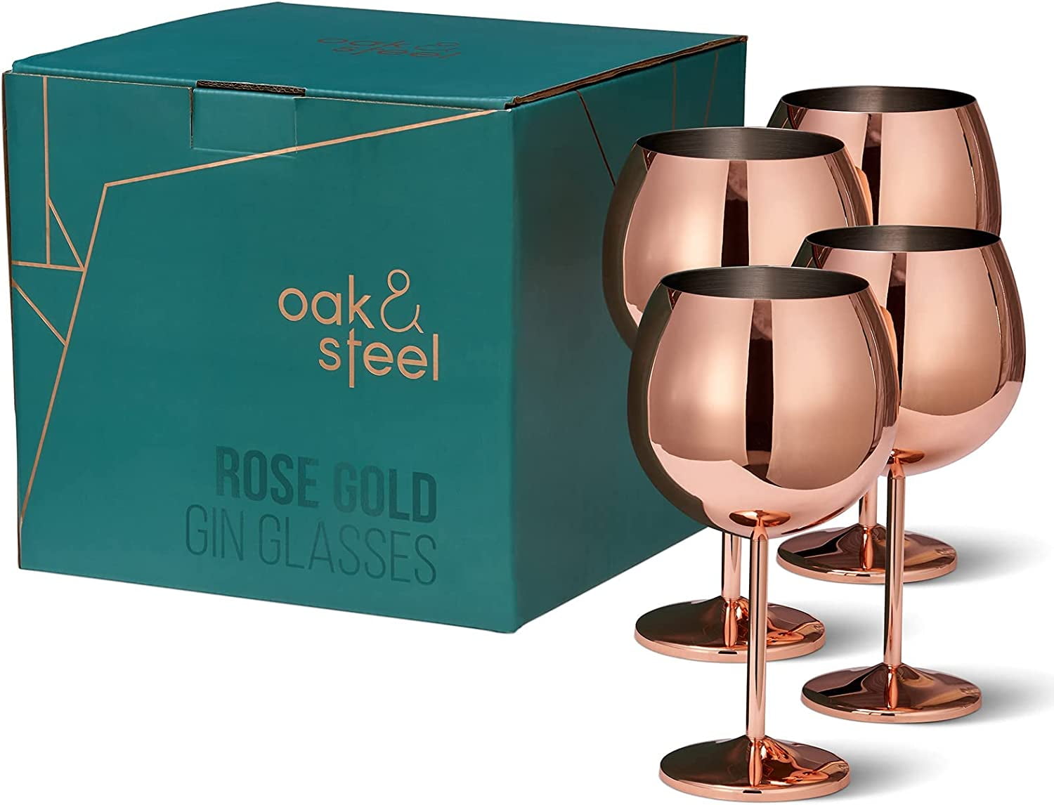 Oak & Steel 24 oz Wedding Insulated Stainless Steel Balloon Wine Glasses Set of 4