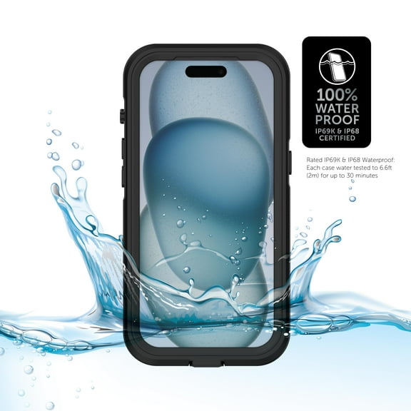 Body Glove Tidal Waterproof Phone Case for iPhone 15 - Black/Clear