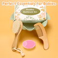 thumbnail image 2 of Baby Hair Care Kit, Wooden Natural Goat Bristles Brush Cradle Cap Comb + Pink Baby Shower Scrubber Set for Newborns Toddlers Boys Girls Baby Grooming Kit, 2 of 7