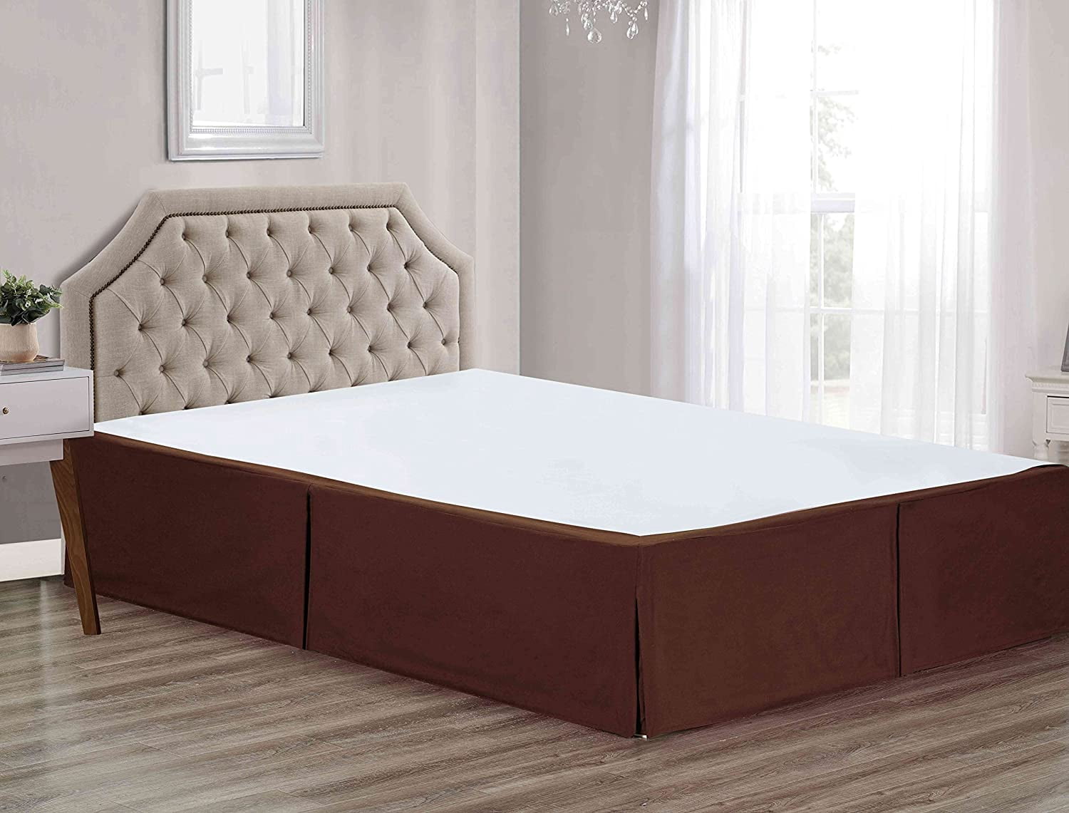Sheets & Beyond Solid Microfiber Bed Skirt, Queen, Brown