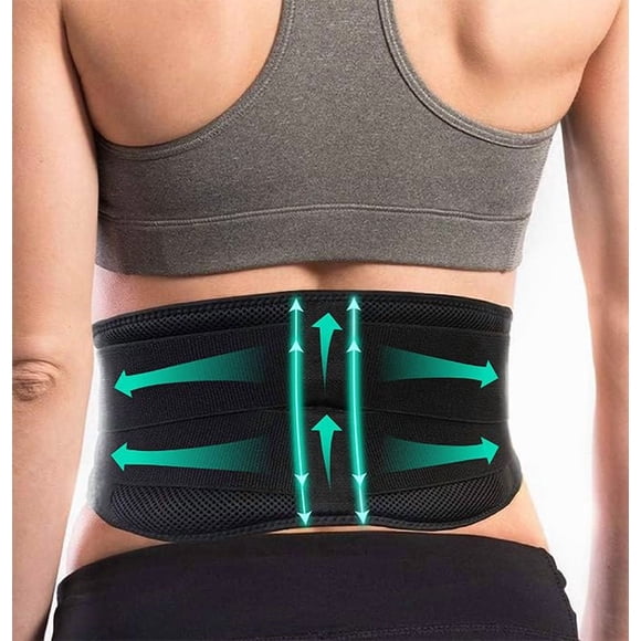 Faja lumbar ligera AllyFlex Sports® para hombres y mujeres bajo el uniforme, con doble almohadilla lumbar 3D médica para aliviar el dolor lumbar, malla transpirable con estribos ajustables para la ten