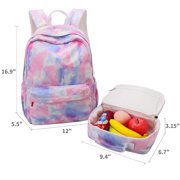 Tinyat Women Backpack for College Student Men Casual Laptop Waterproof Daypack with Lunch Bag Blue Pink