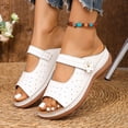 thumbnail image 3 of Slip On Wedge Sandals for Women Comfortable Open Toe Mules Adjustable Walking Platform Slides for Summer Travel White Size 9, 3 of 7