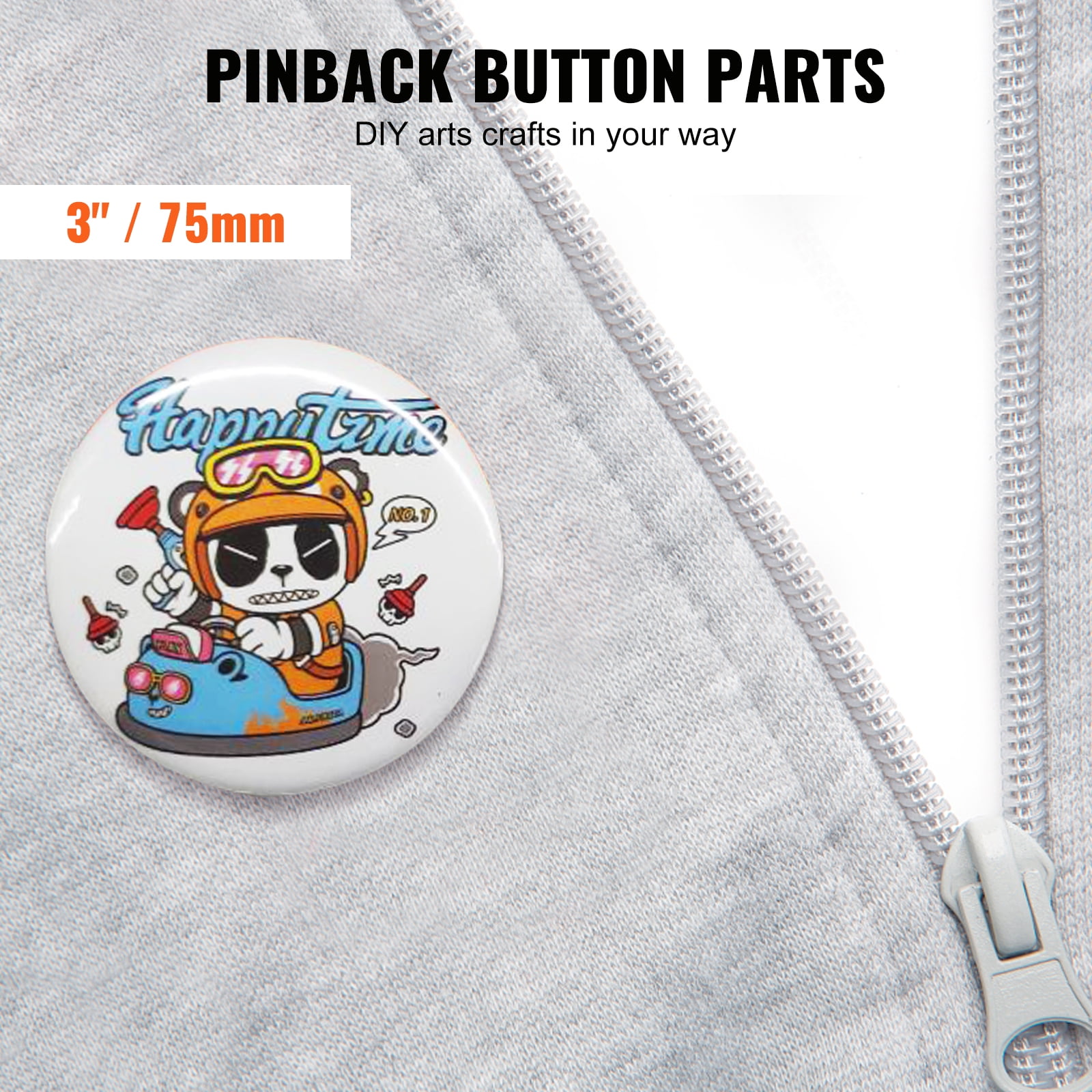 KFFKFF 200 Packs 3-inch 75mm Pin Back Accessory Pieces, Craft Your Own Round Badge Elements, Kit Comprises Metal Cap, Plastic/Metal Fastener, Transparent Film, and Empty Paper For Gifting Purposes
